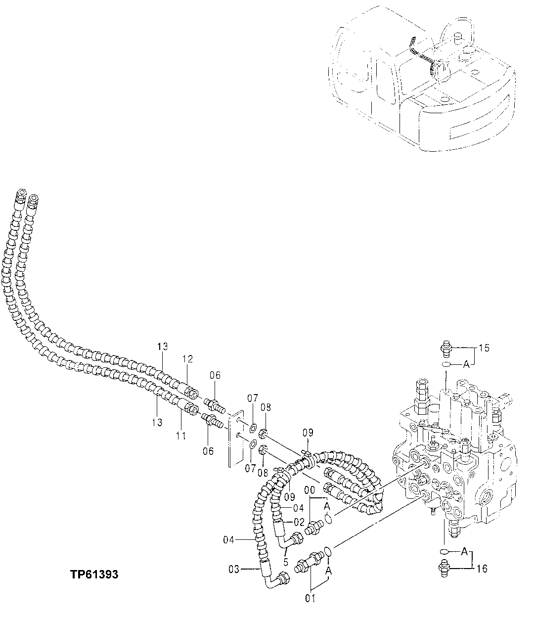 CONTROL VALVE TO BOOM LINE HOSES (OFFSET BOOM CYLINDER)