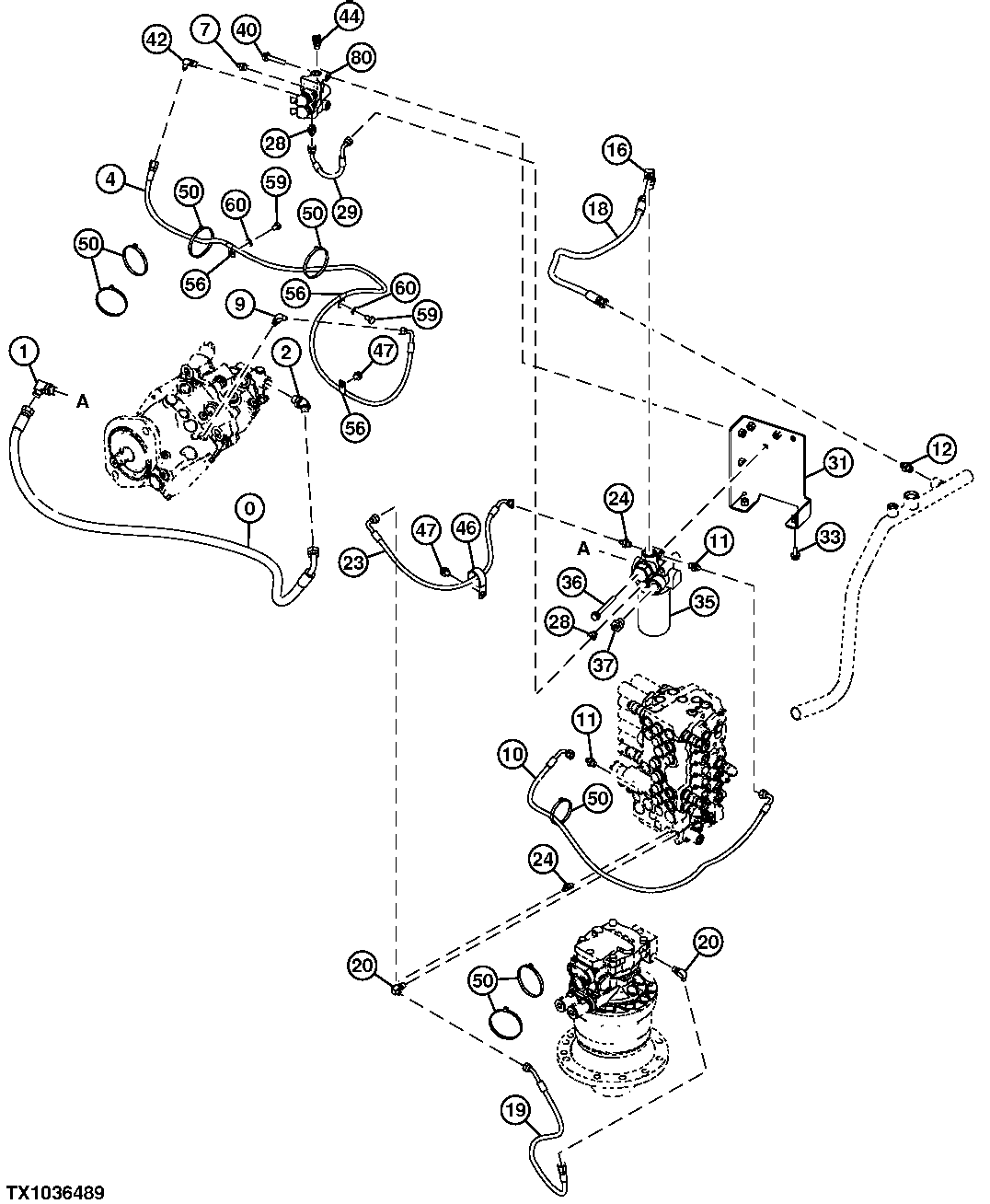 Pilot Lines (Control Valve, Swing Motor, Pump, Filter)