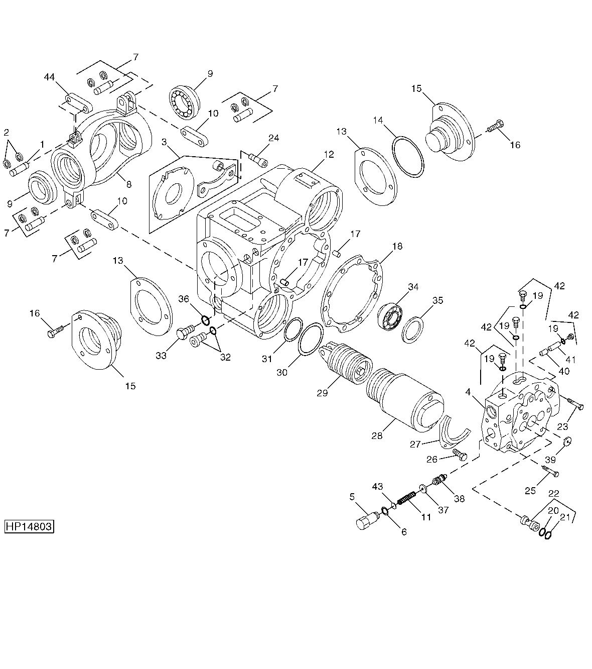 HYDROSTATIC DRIVE PUMP, HOUSING, SWASHPLATE, AND SERVO CYLINDERS