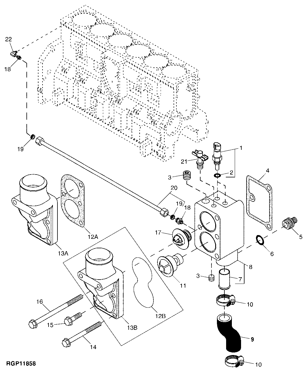 2101 THERMOSTAT HOUSING, COVER AND THERMOSTATS