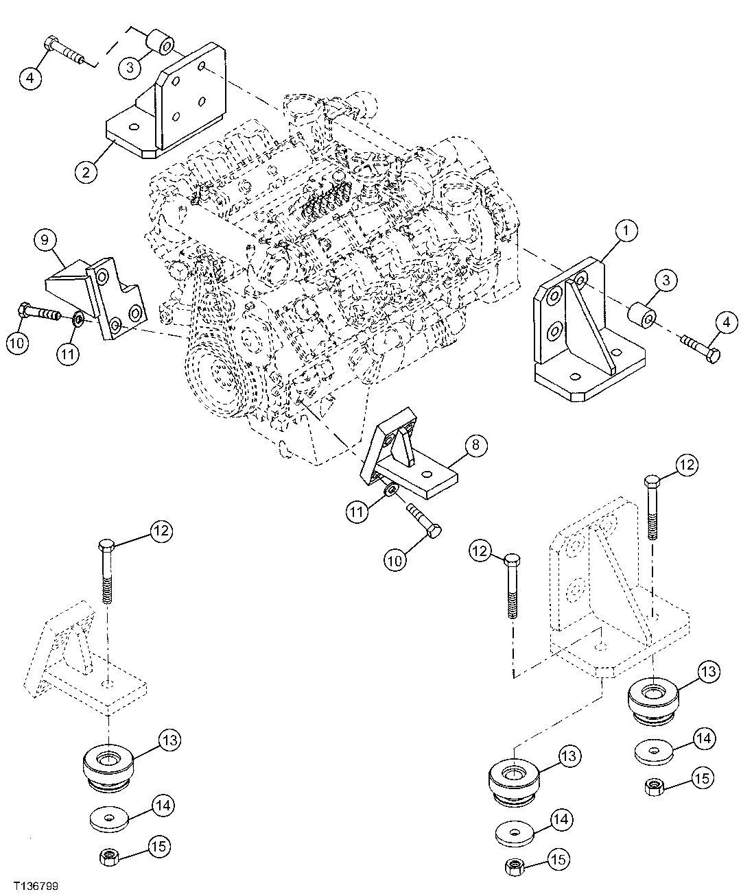 ENGINE MOUNTING BRACKETS AND RUBBER ISOLATORS