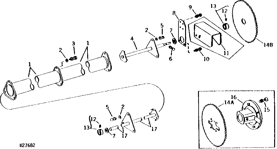 Pick - Up Reel Shafts And Sprocket (Yellow)
