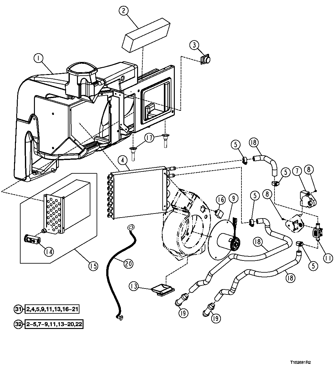 PRESSURIZER HOUSING, BLOWER FAN, EVAPORATOR AND EXPANSION VALVE