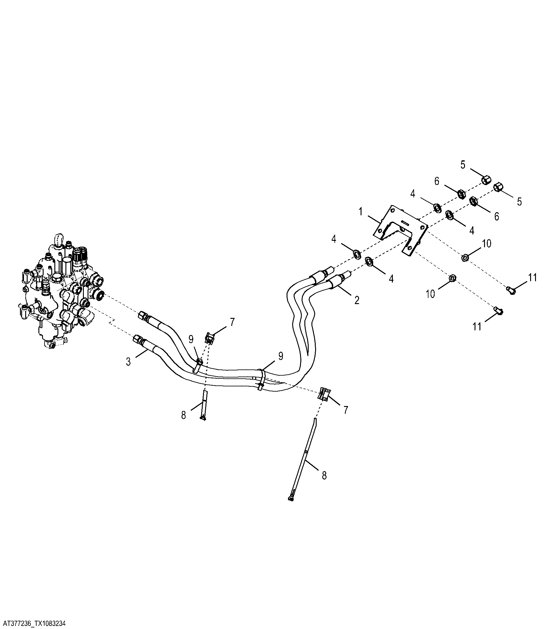 Hydraulics For Rear Auxiliary Plumbing (Outside Dozer) STD/WT