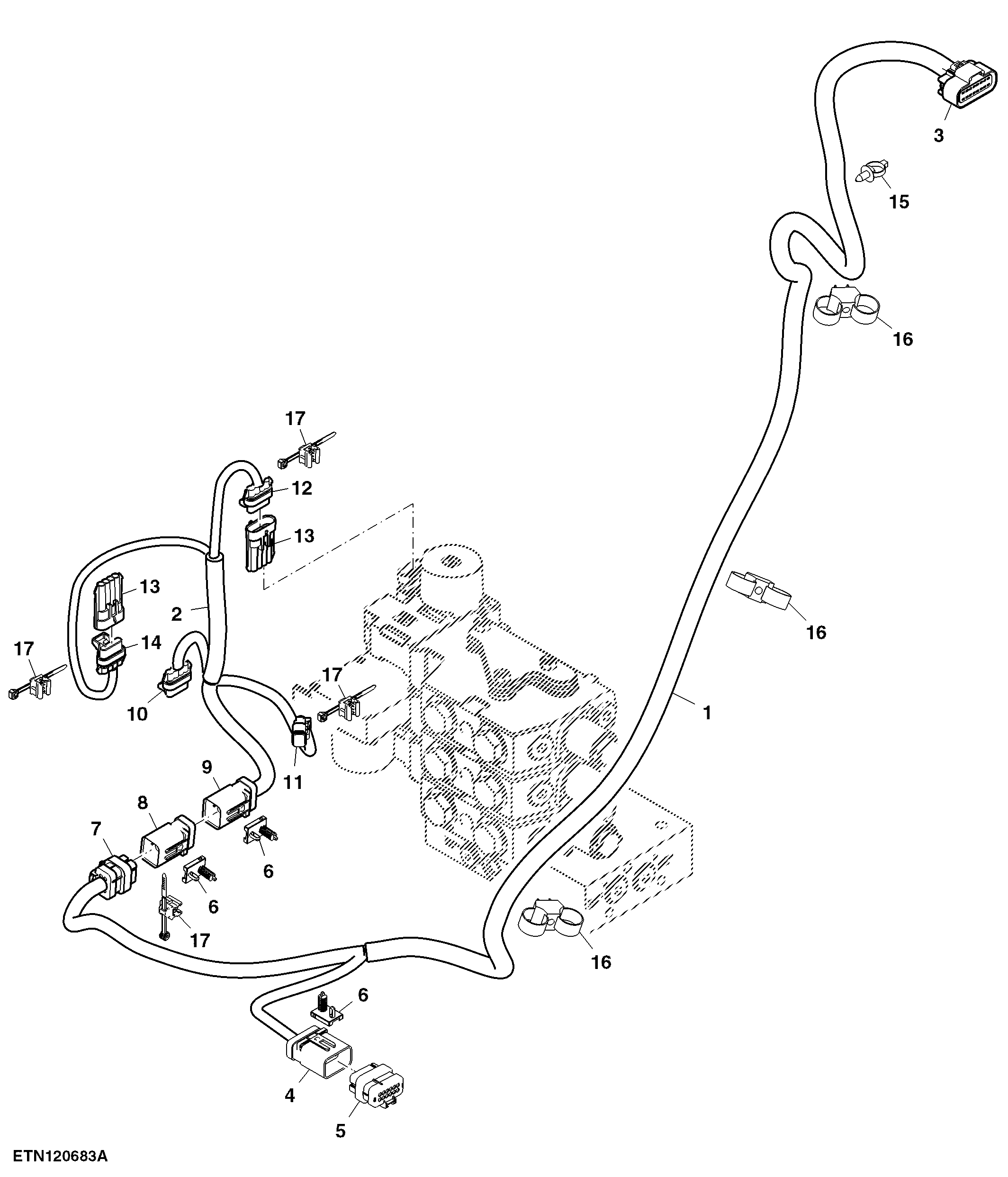 Wiring Harness, Mid Stack SCV, W/O TLS™, Group 47/48 Tires