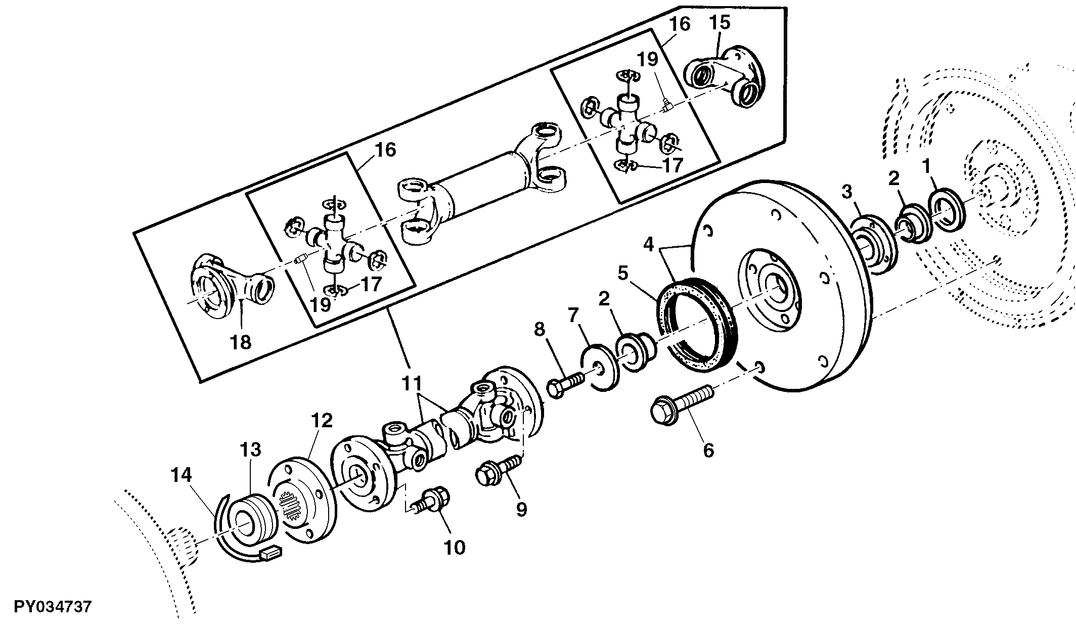 U.J. Drive Shaft, Torsion Damper (Without Creeper Transmission)