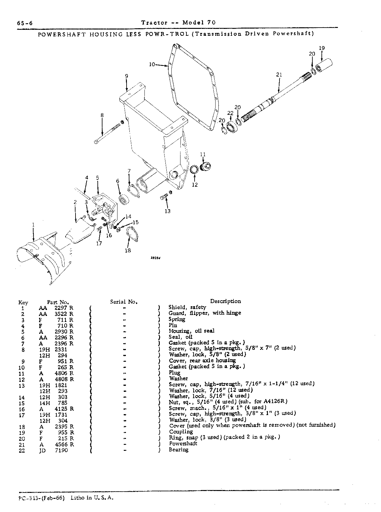 Section 65-Powershaft and Powershaft Clutch (Continued)