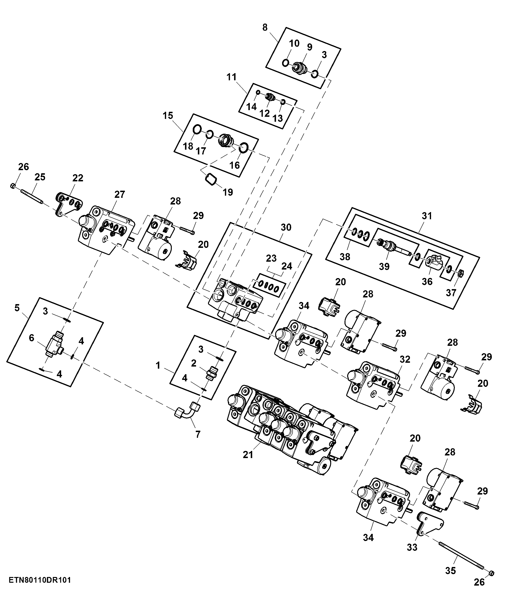 Electrical Midstack SCV, W/ 3 Functions, W/ Front Hitch Control Valve