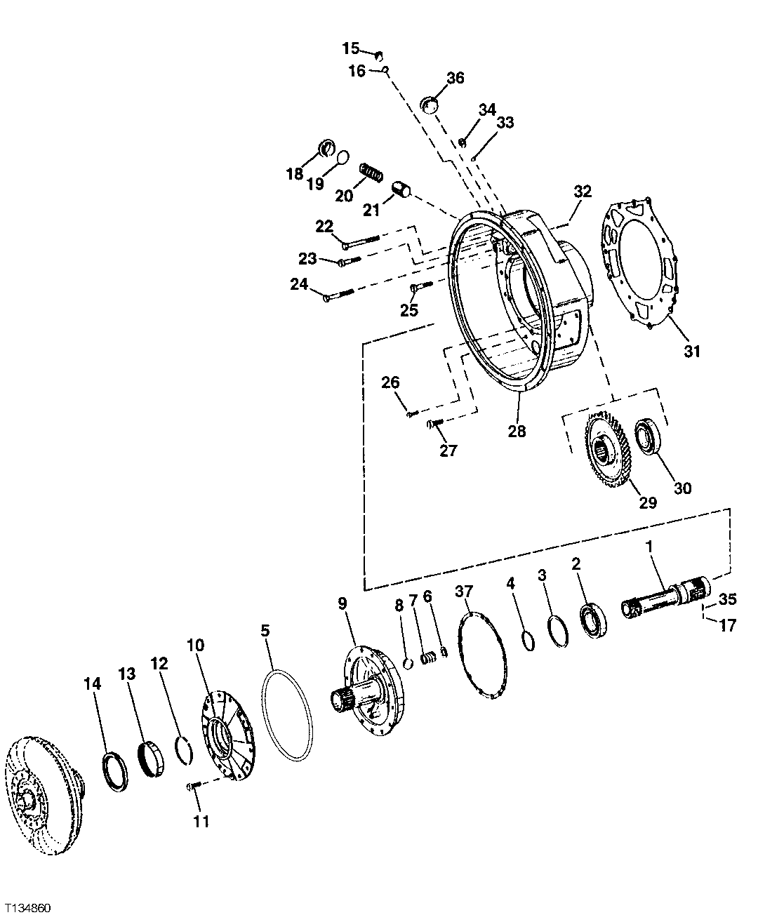 INPUT SHAFT, CONVERTER HOUSING AND BEARING COVER