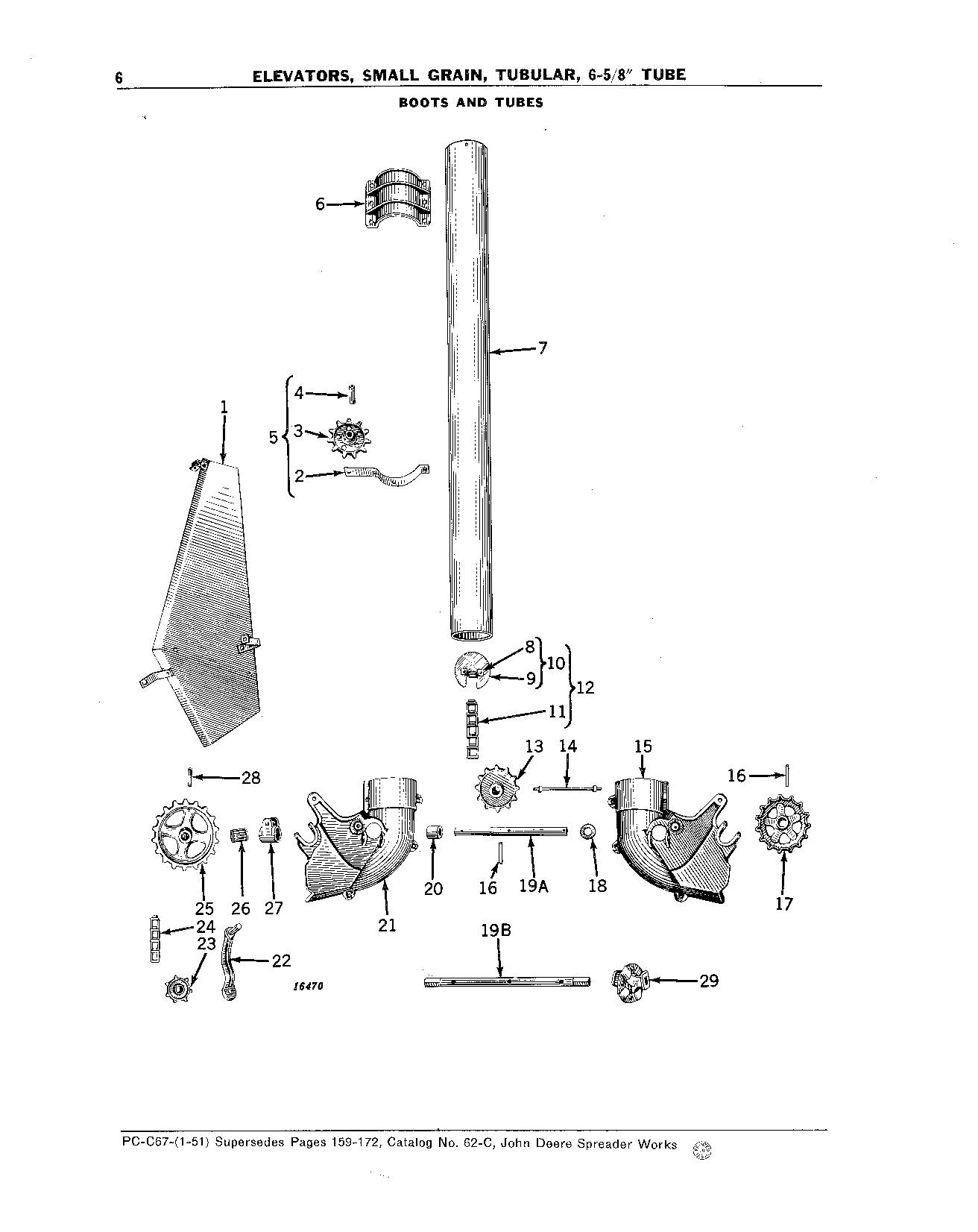 Elevators, Small Grain, 6-5/8 In. Tube Boot and Tubes