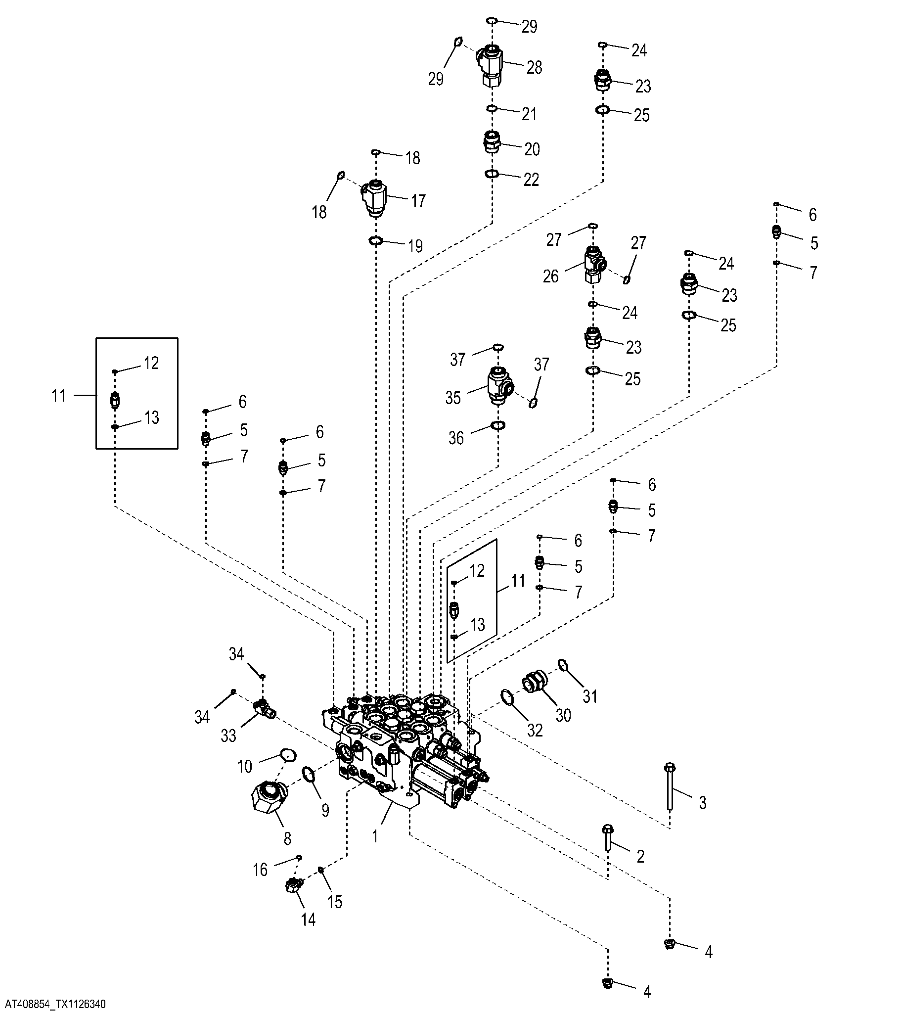 Three Spool Loader Control Valve (Tool Carrier) (649773 - )