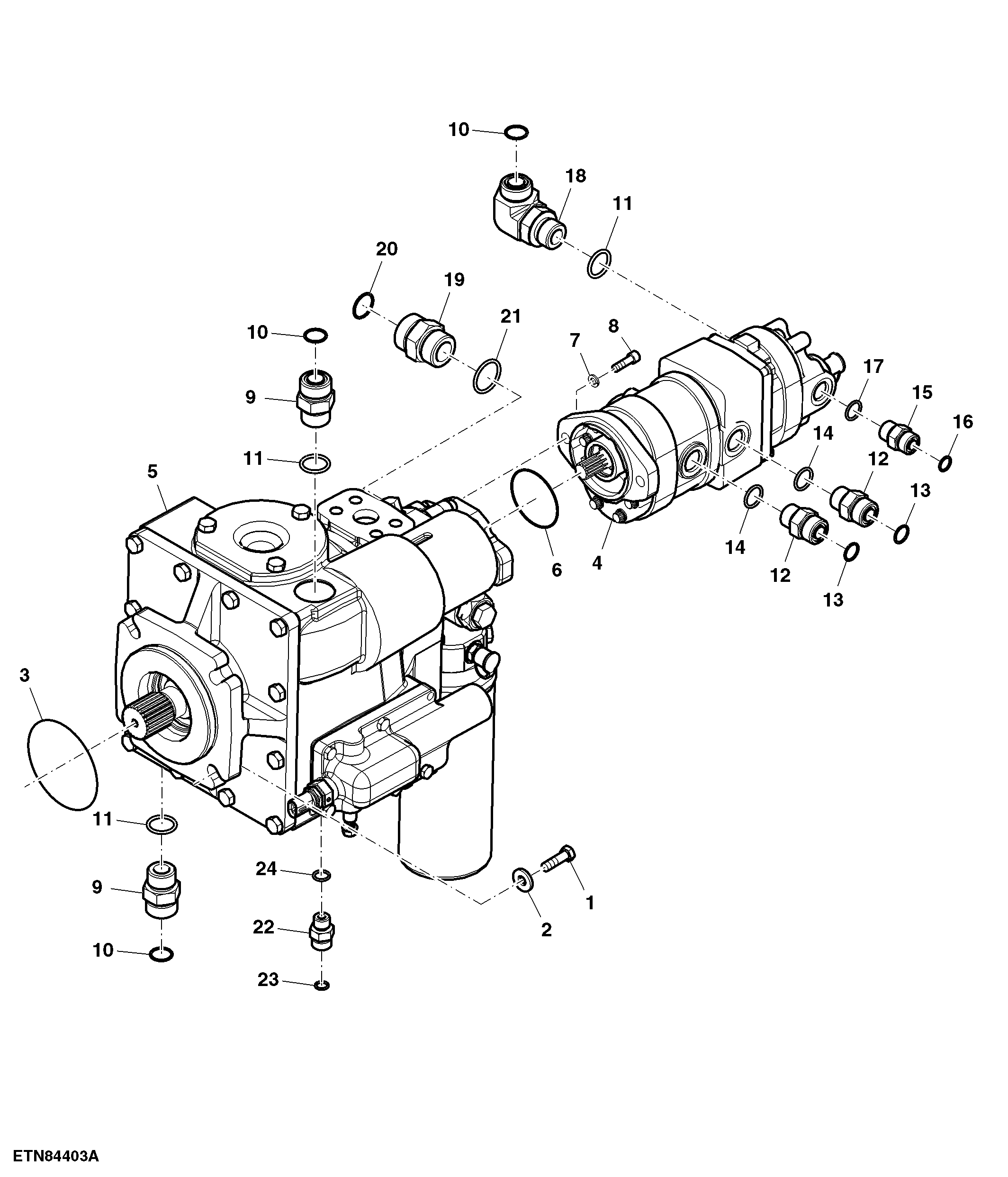 Hydraulic Pump W/O Automatic Feed Rate System, W/O Push Button Shift Transmission 105 cm³