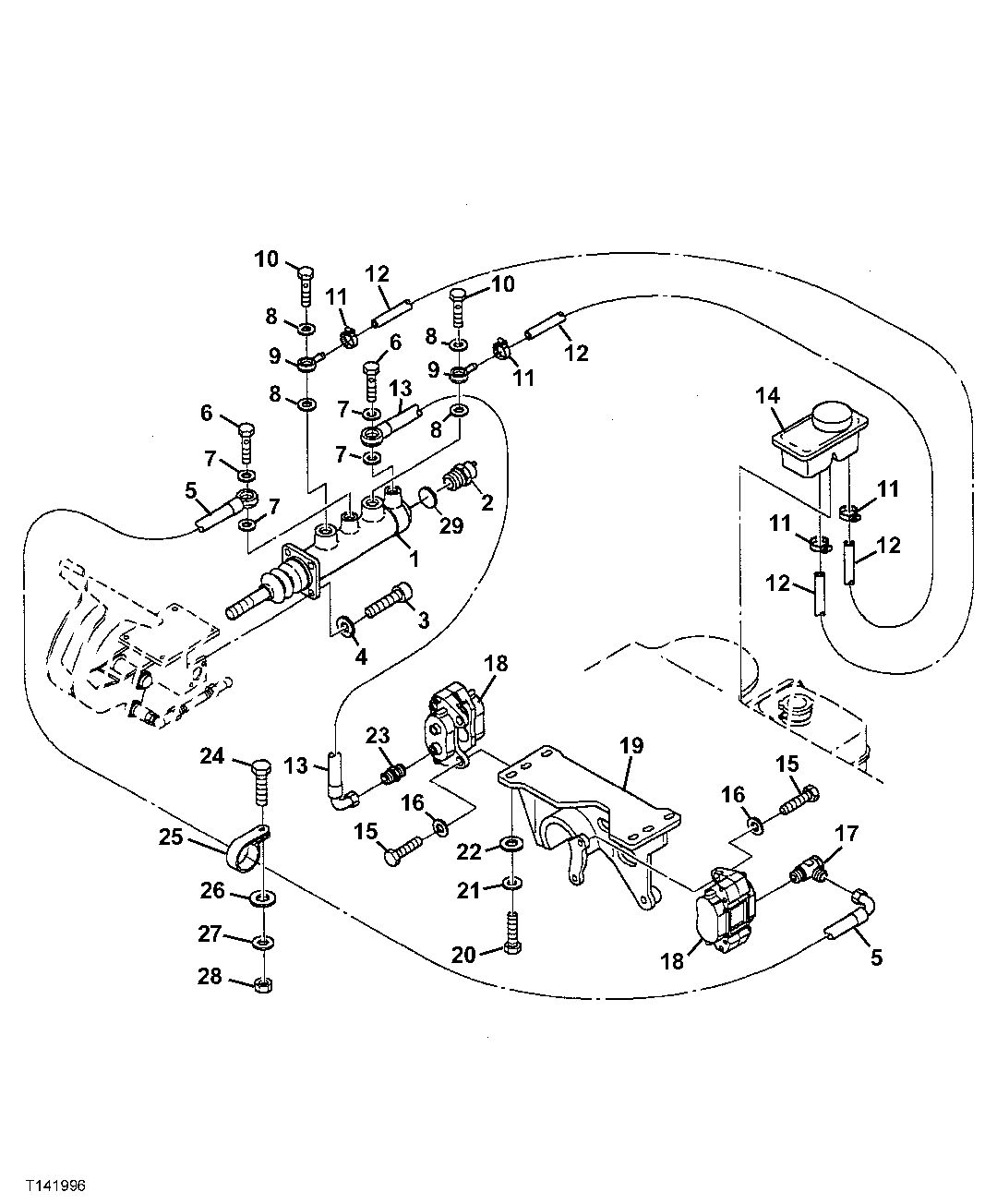BRAKE VALVES, ACCUMULATOR, RESERVOIR AND HOSES