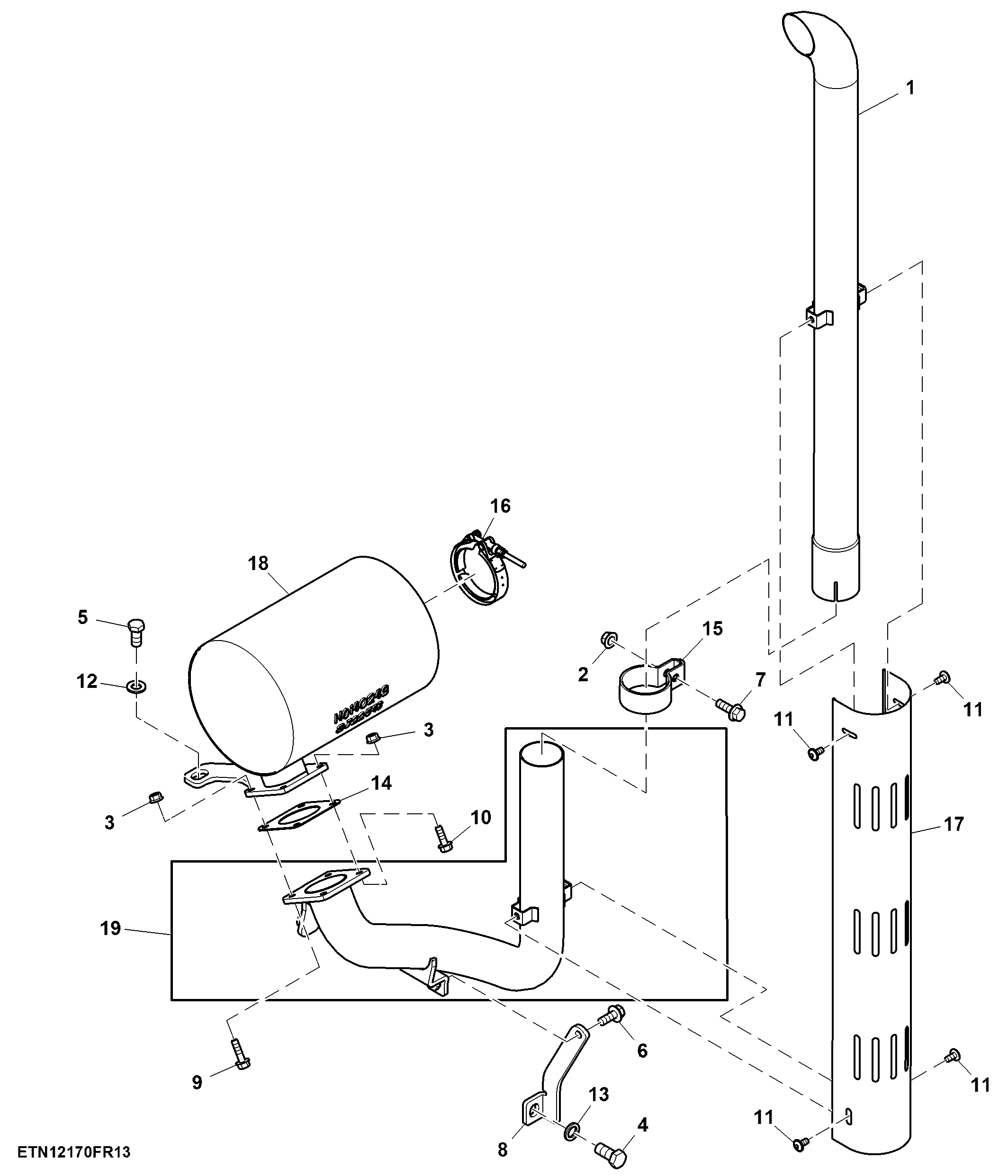 Exhaust Pipe and Muffler Assembly ( - 012149)