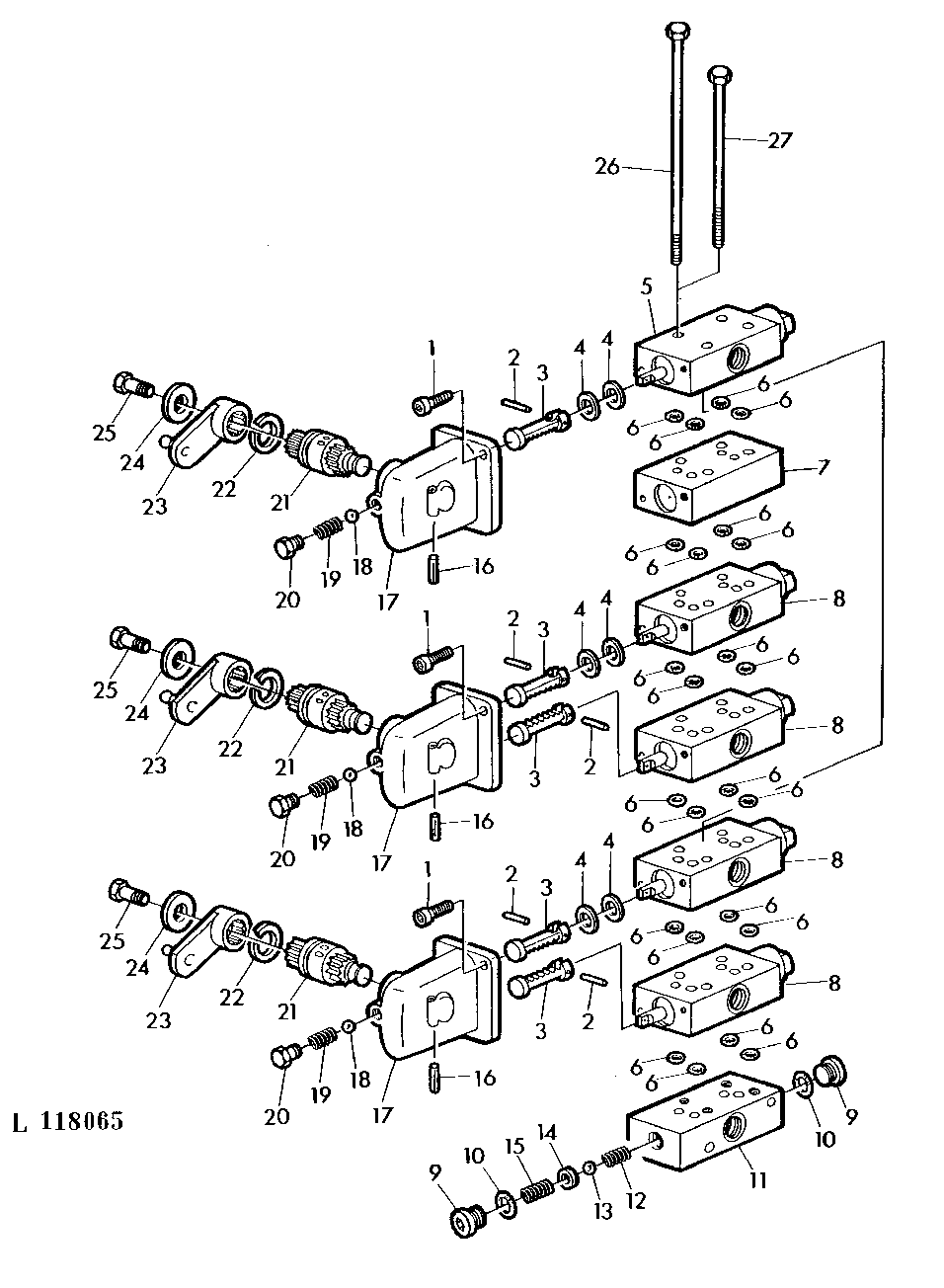 S.C. VALVES, TWO DOUBLE AND ONE SINGLE ACTING (SPOOL TYPE)