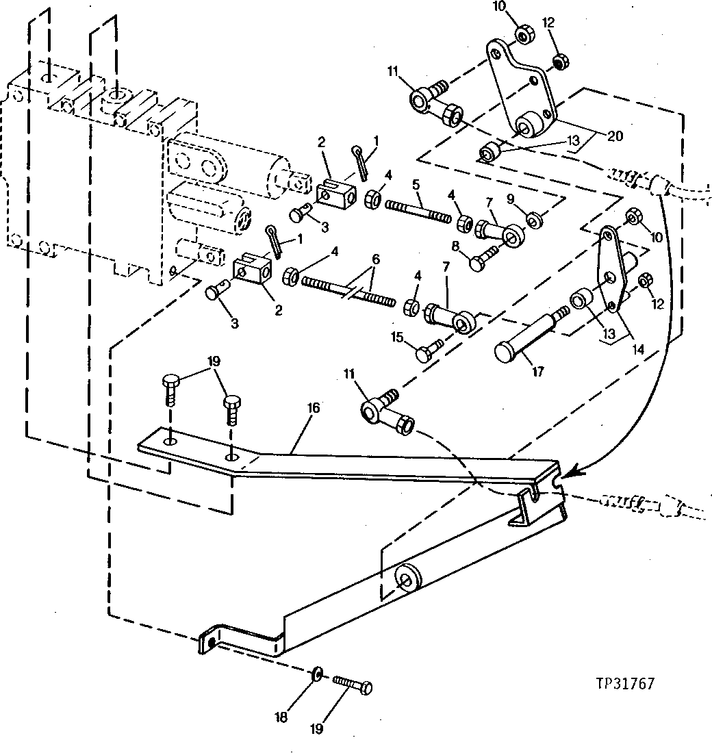 TRANSMISSION SHIFT CONTROL LINKAGE AND BRACKET ( - 527060)