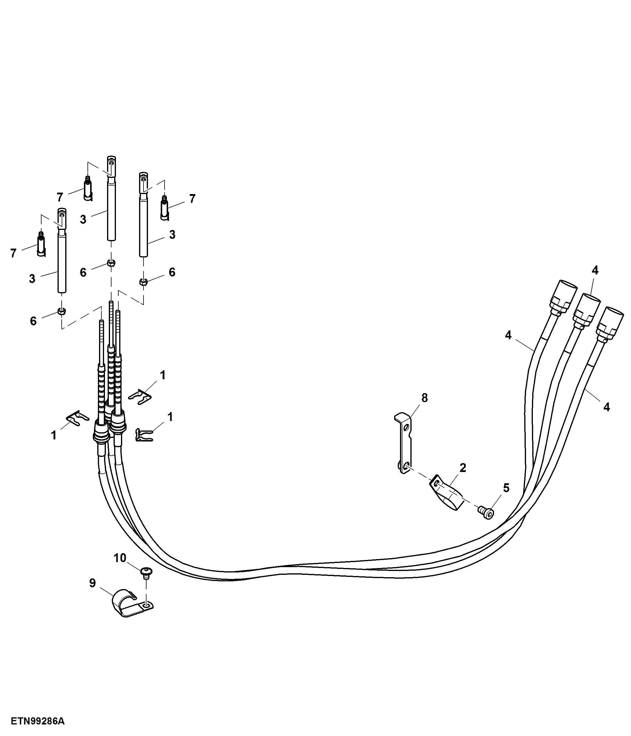 Cable, Lever, Selective Control Valve, 1st, 2nd, 3rd