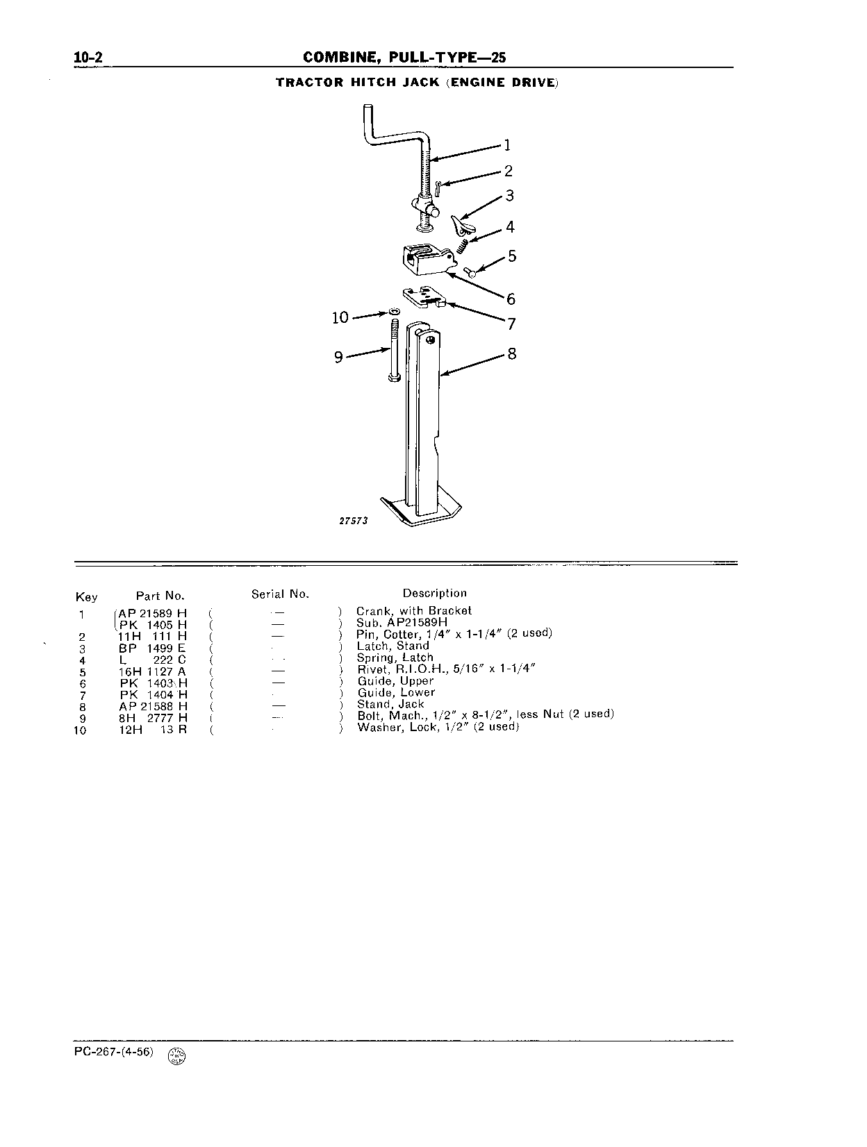 Hitch Jack, Tractor (Engine Drive)