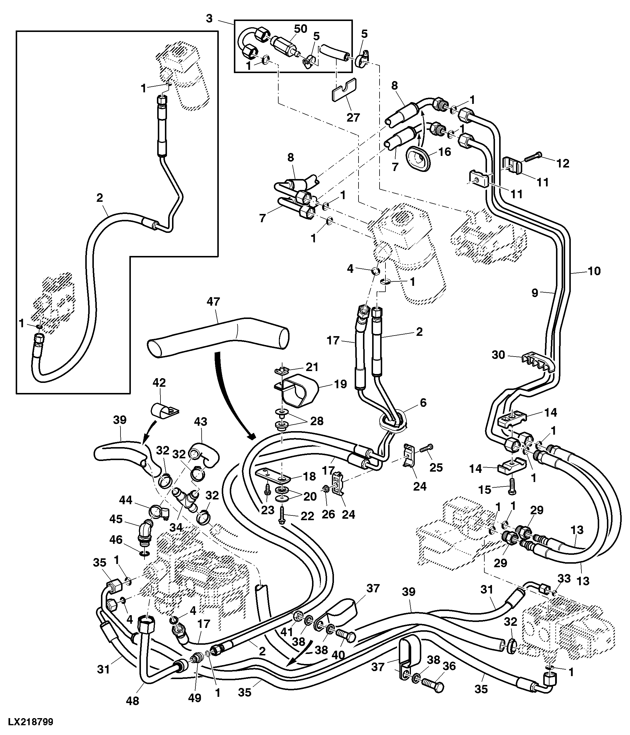 HYDROSTATIC STEERING OIL LINES (WITH AUTOTRAC)