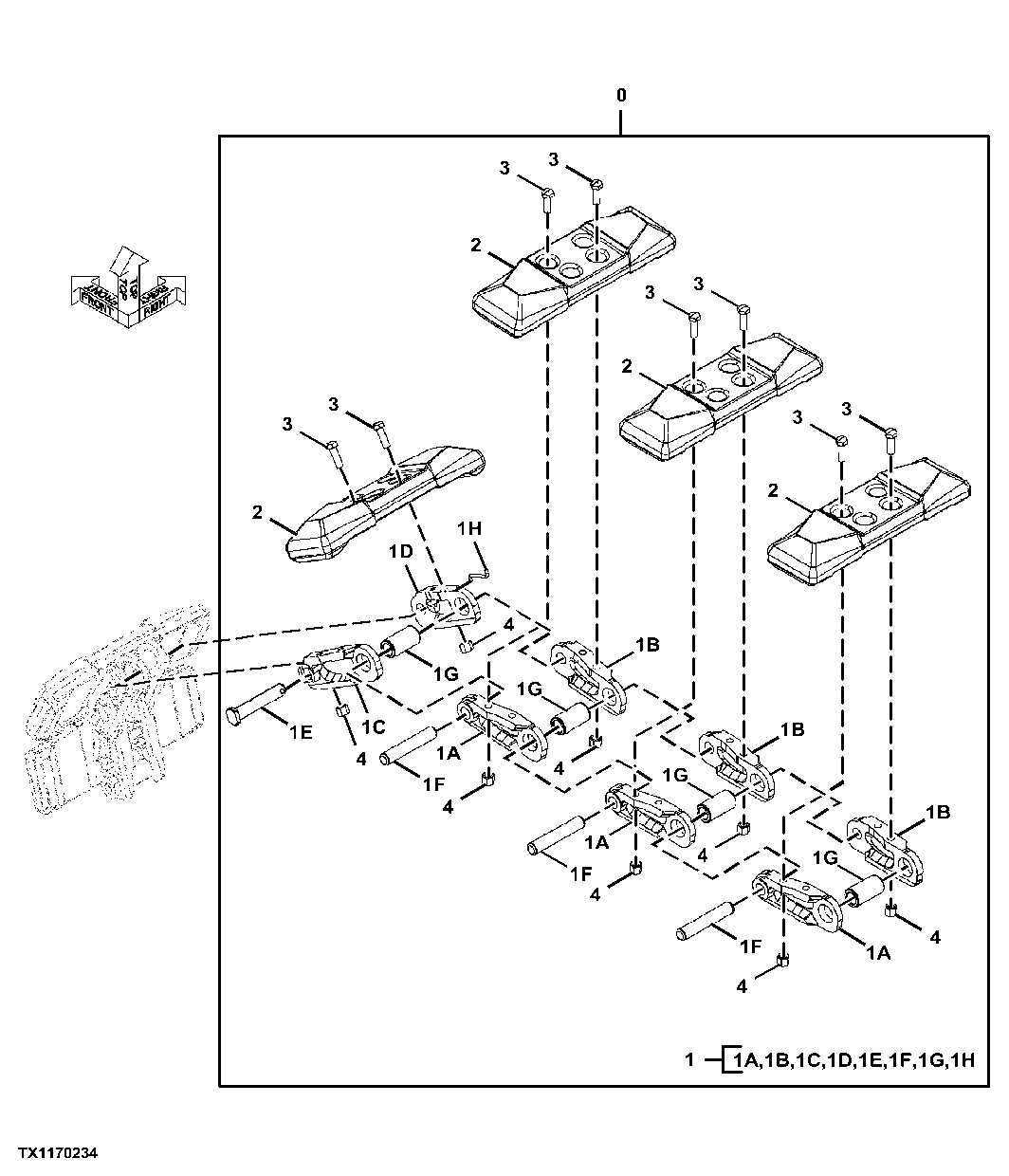 Track Chain Assembly, Rubber Pad Shoe (275775 - )