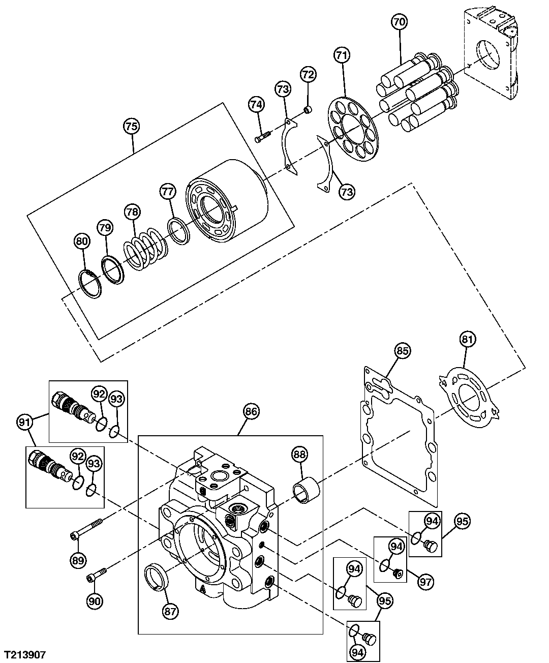 Hydrostatic Pump Housing and Cylinder Block Assembly