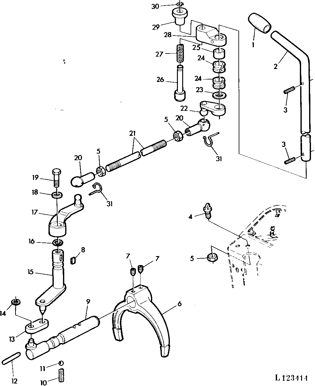 CREEPER TRANSMISSION CONTROL LEVER AND LINKAGE