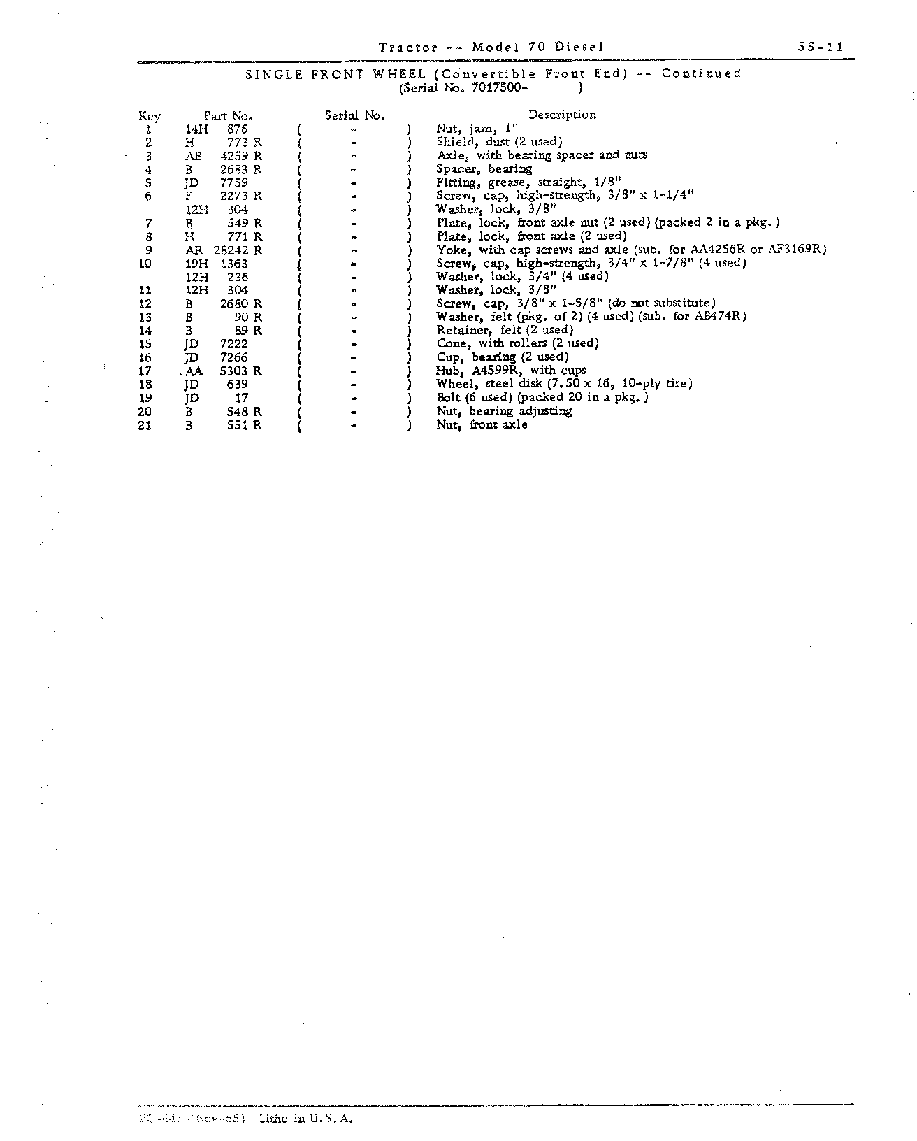 Section 55 - Steering Mechanism, Front End Equipment, and Rear Wheels (Continued)