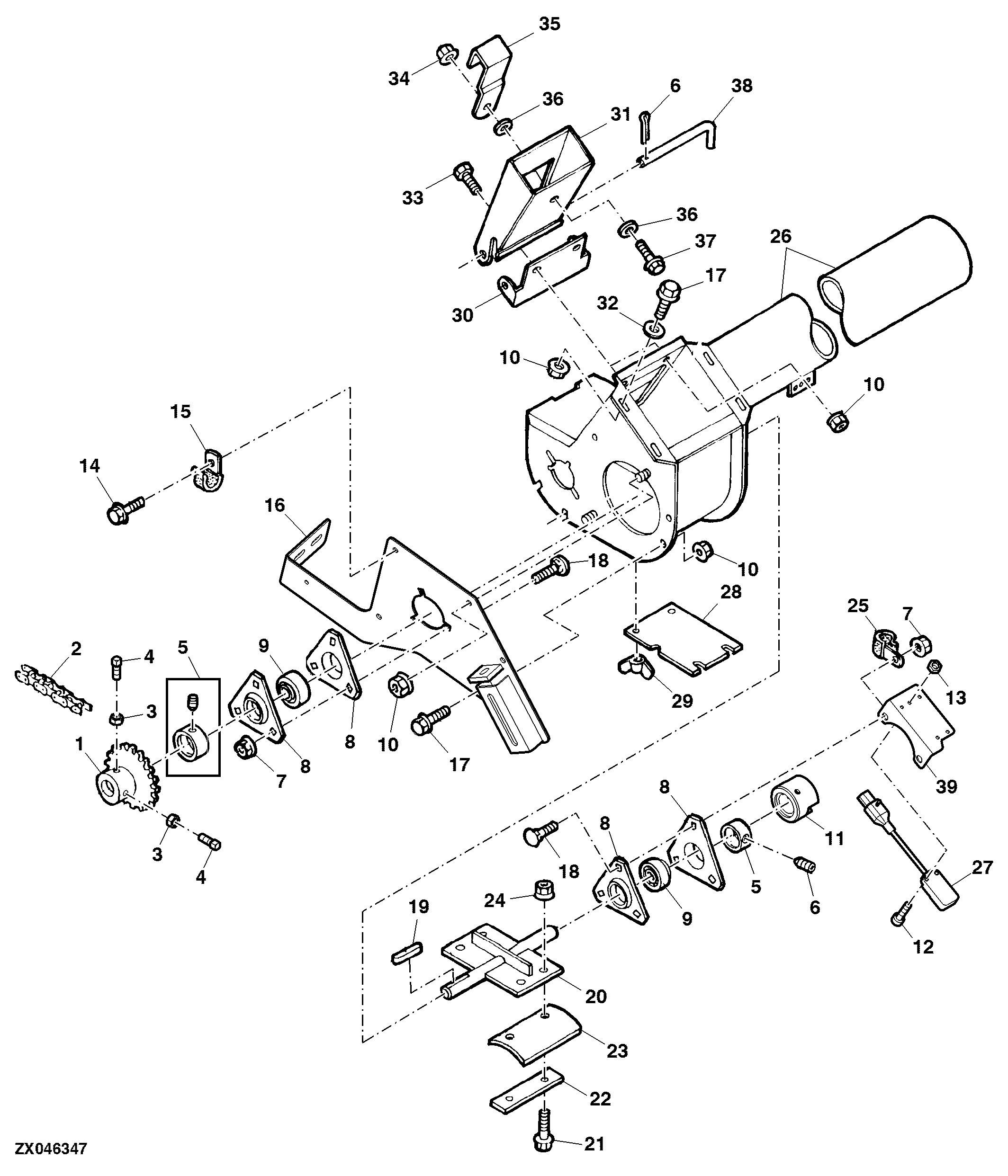 Upper Tailings Auger Housing and Paddle Assembly
