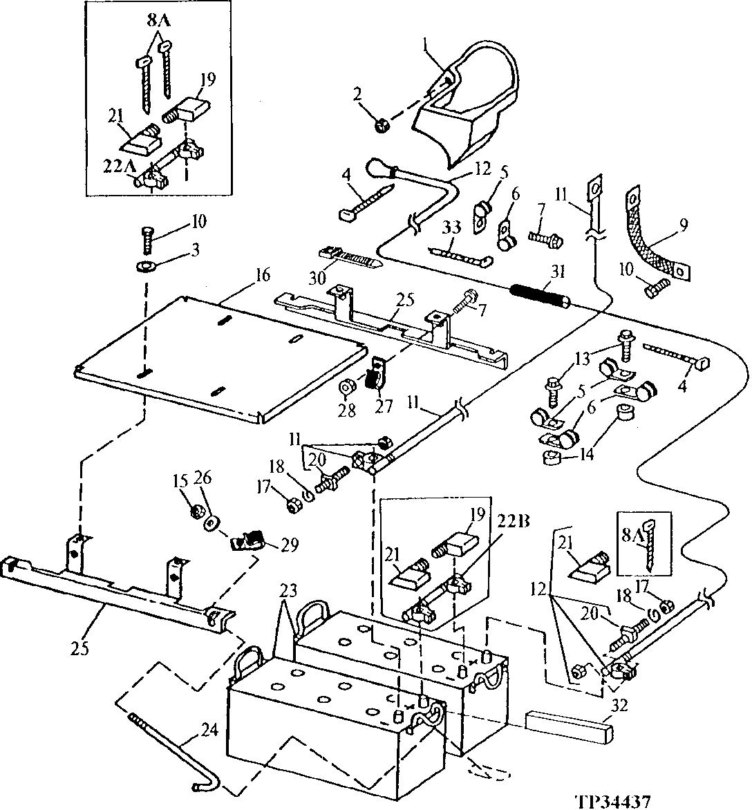 BATTERIES, BATTERY CABLES AND BATTERY COVER