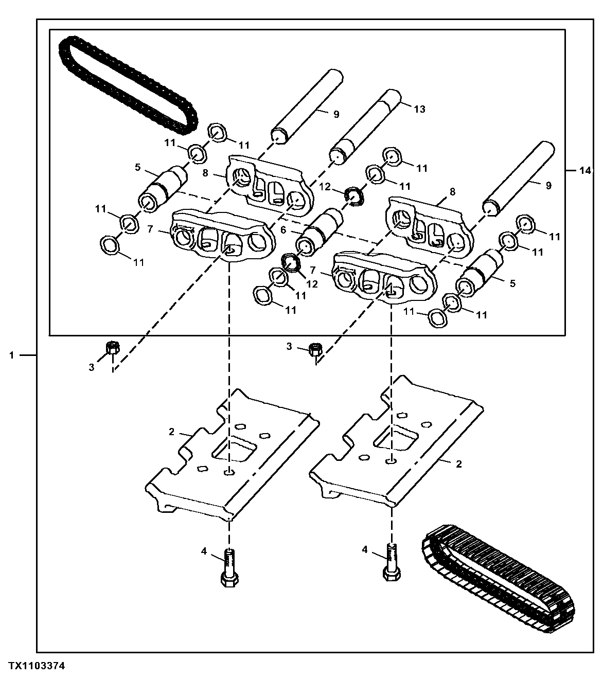 Track Assembly, U7 Undercarriage, 60.9 cm (24 in) Single Grouser, Greased