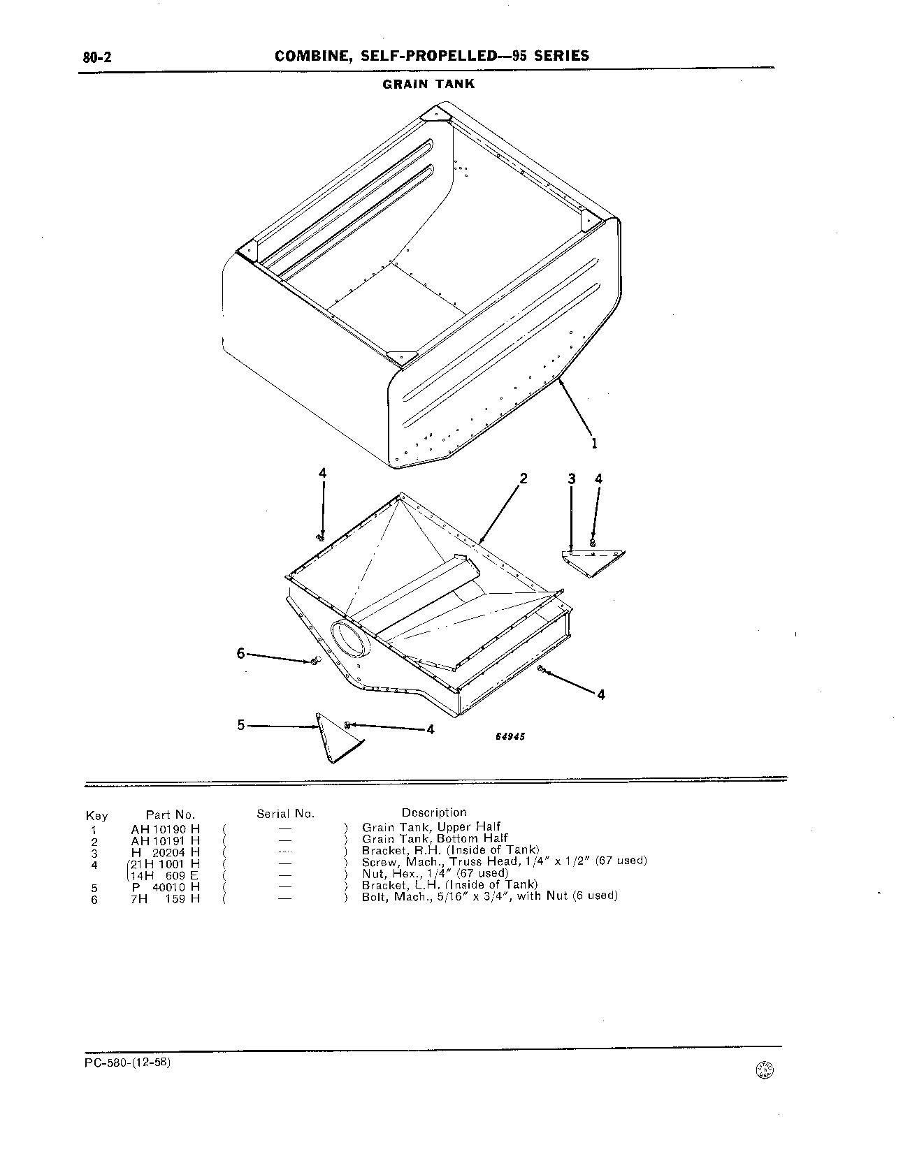 Grain Tank, Loading and Unloading Augers