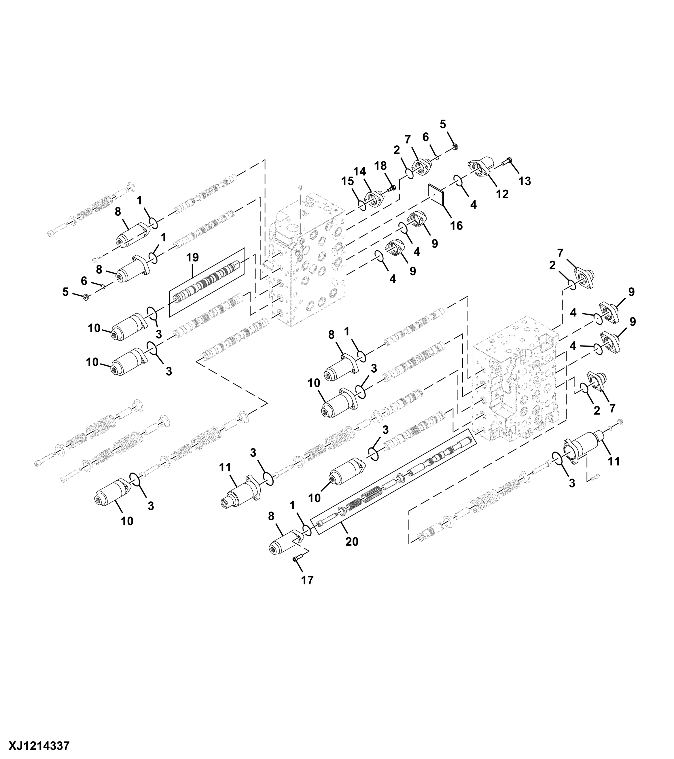 Main Control Valve Components, Standard Carriage