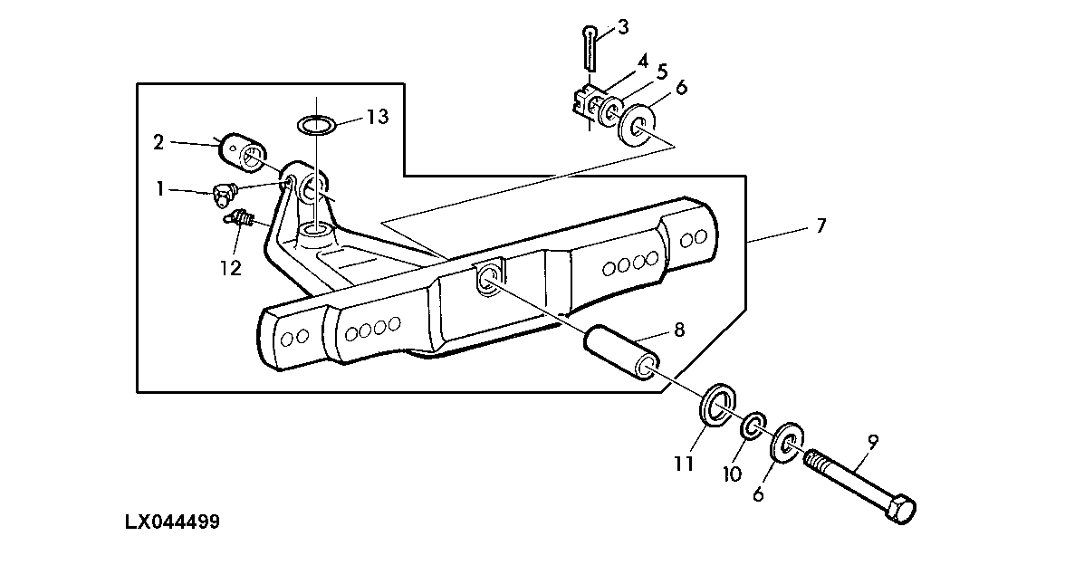 FRONT AXLE CENTER (WITH CC2 CAB AND HYDROSTATIC STEERING)