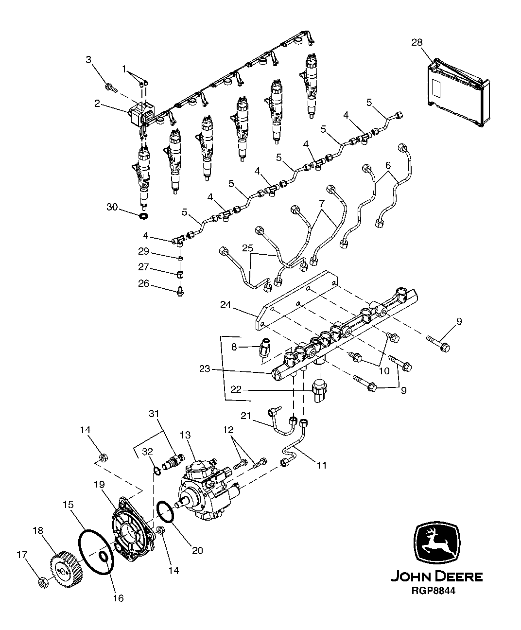 Fuel Injection Pump, Fuel Rail, Fuel Lines And Engine Controller (6068) (215285 - )