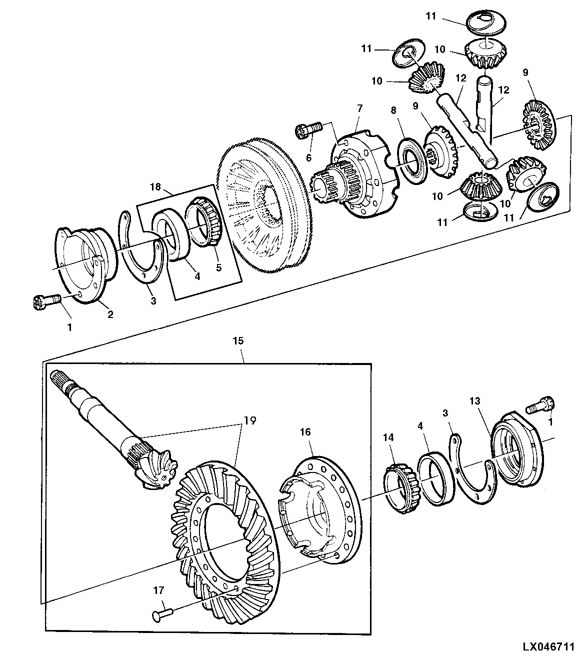 DIFFERENTIAL WITH THRUST WASHERS (COLLAR-SHIFT TRANSMISSION)