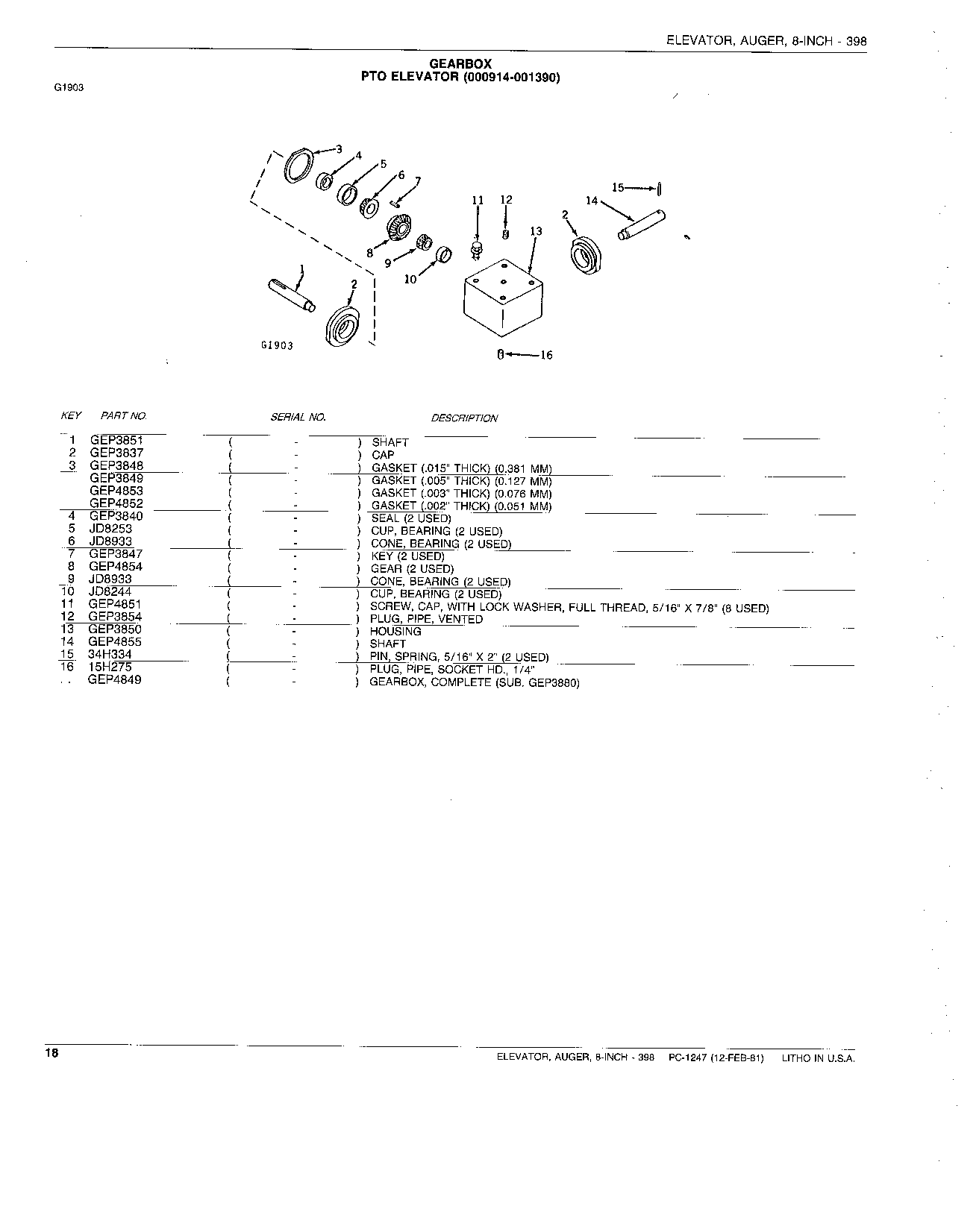 GEARBOX-PTO ELEVATOR (000914-001390)