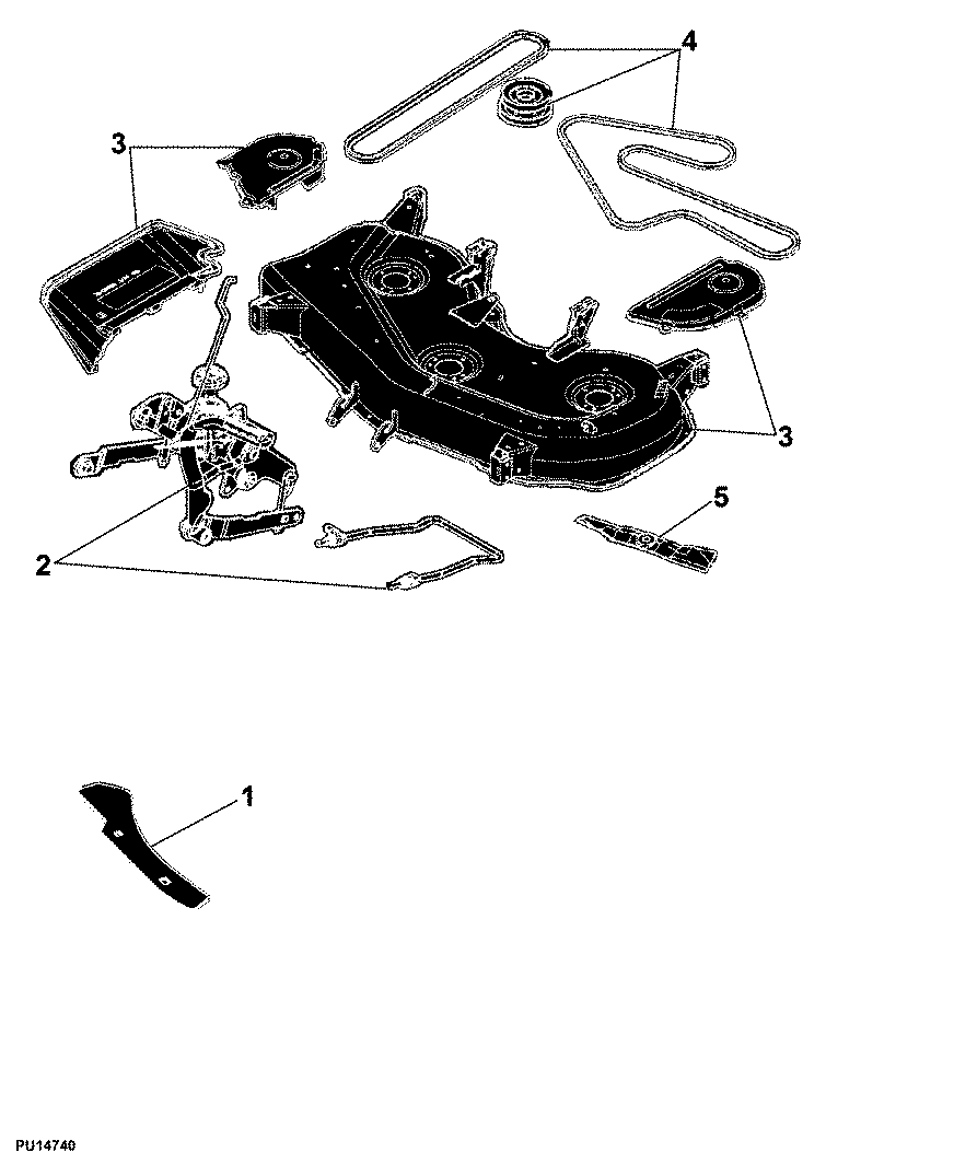 83 Mower Deck and Lift Linkage 48X inch, Rotatable Anti-Scalp Wheels