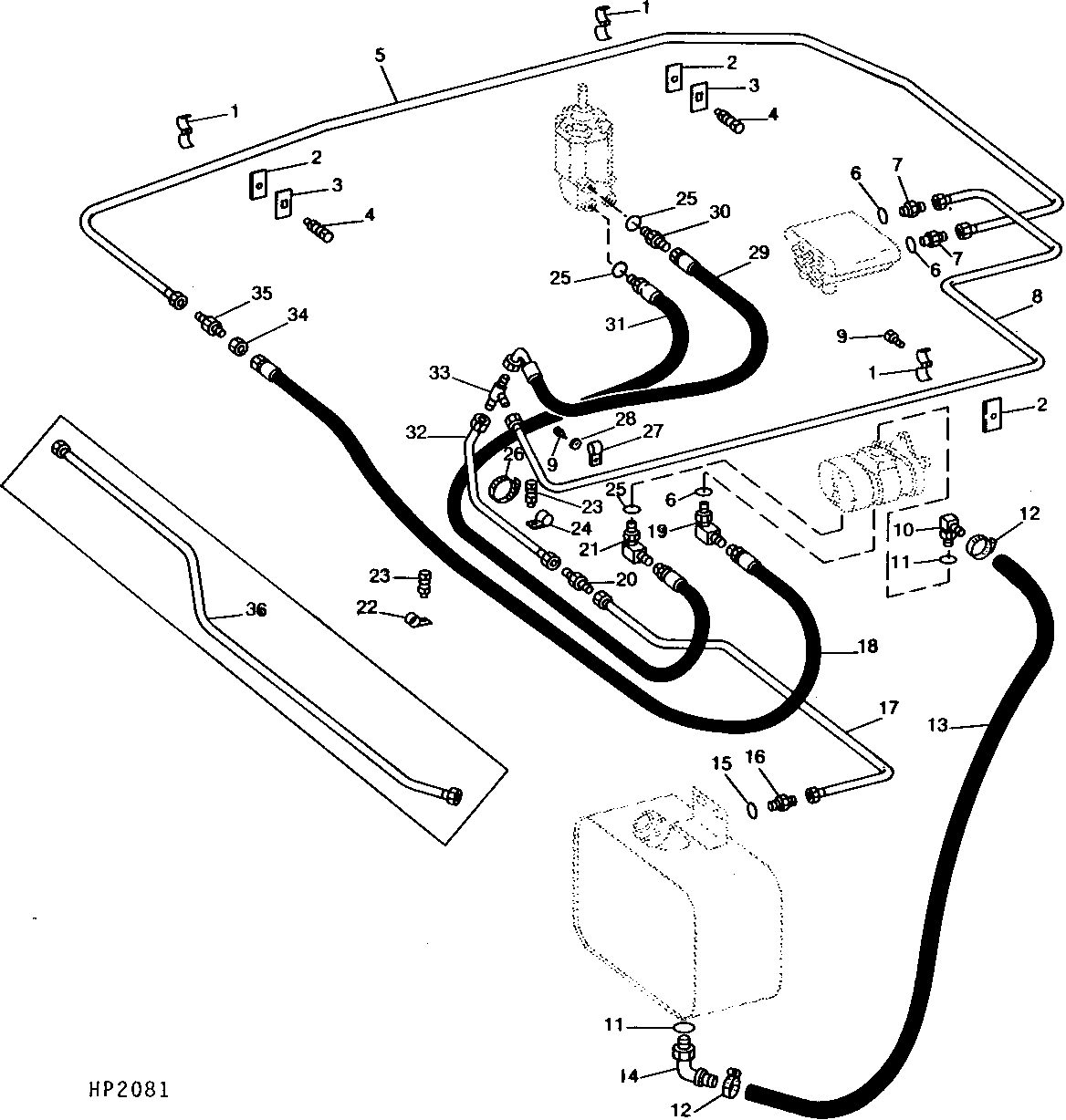 Hydraulic Oil Lines and Hoses, Main Pressure, Steering and Suction