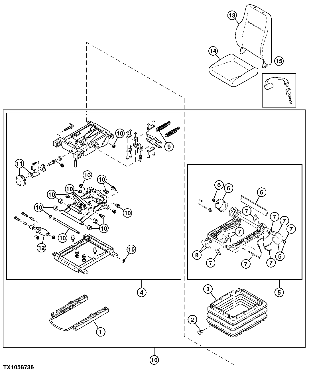 Operator Seat and Mechanical Suspension Component Parts