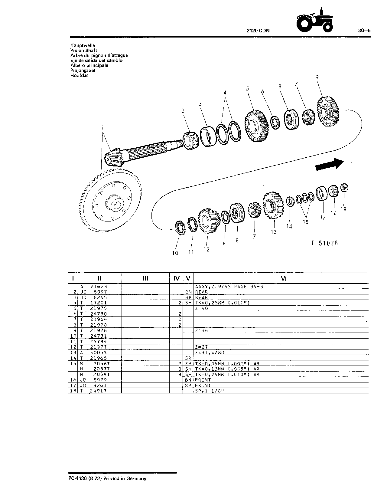 Pinion Shaft