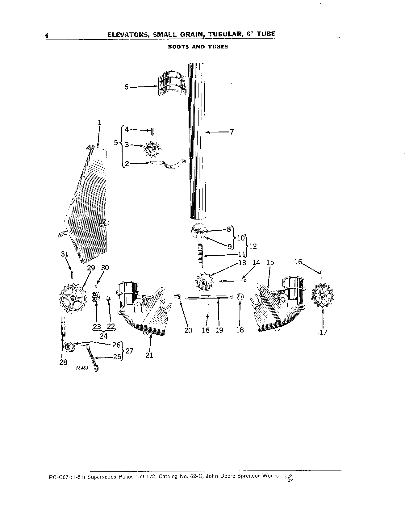 Elevators, Small Grain, Tubular, 6 In. Tube Boot and Tubes