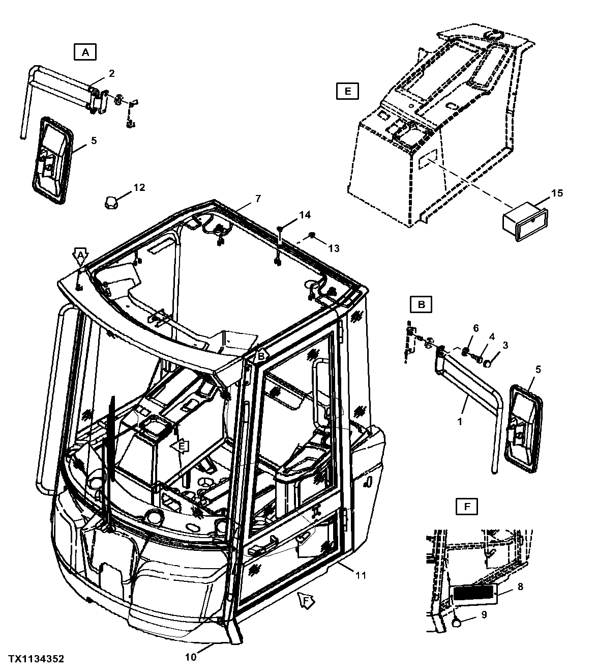 Operator's Cab, Side Mirrors and Components