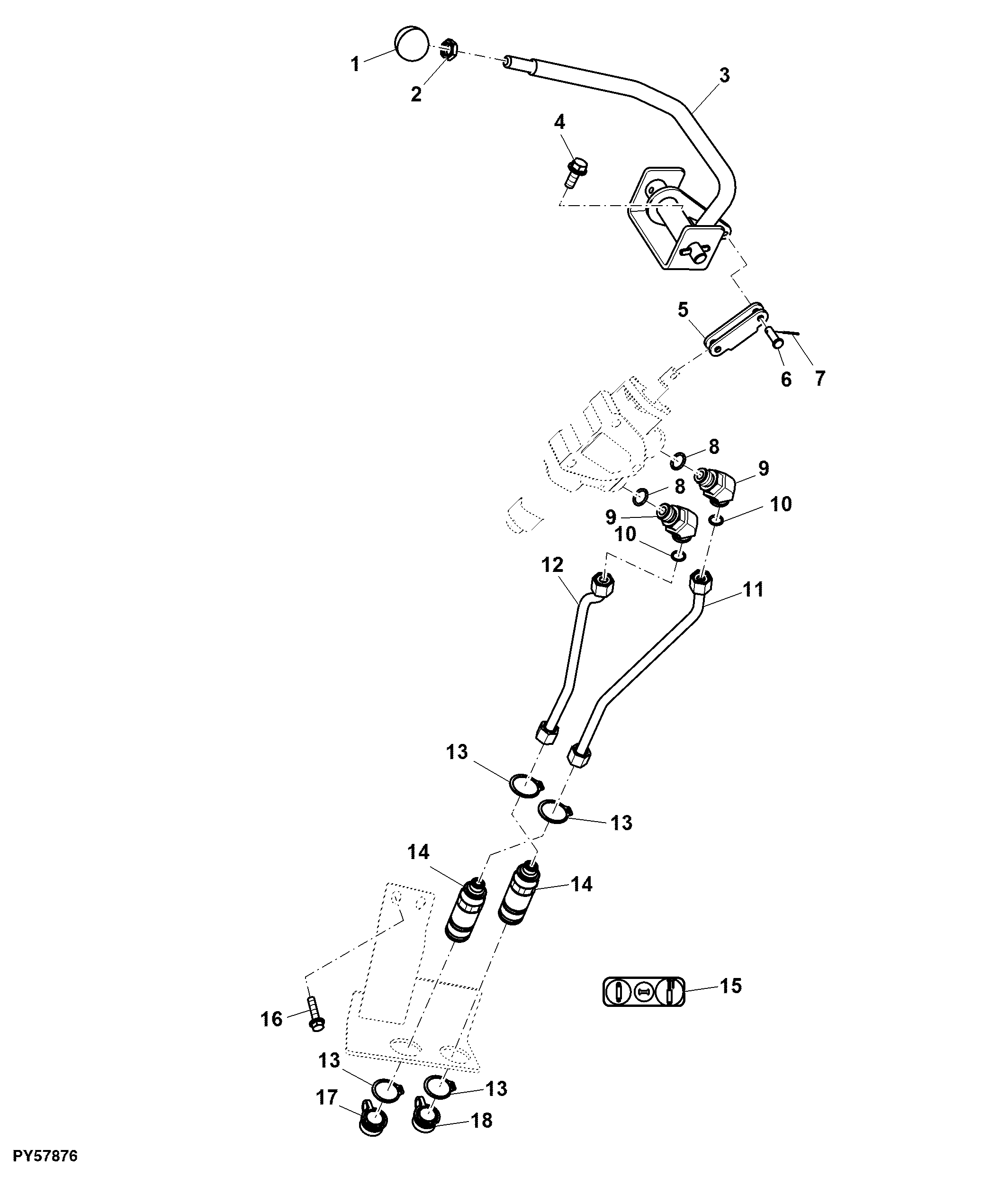 SINGLE SELECTIVE CONTROL VALVE AND LINES (5204) (JOHN DEERE)