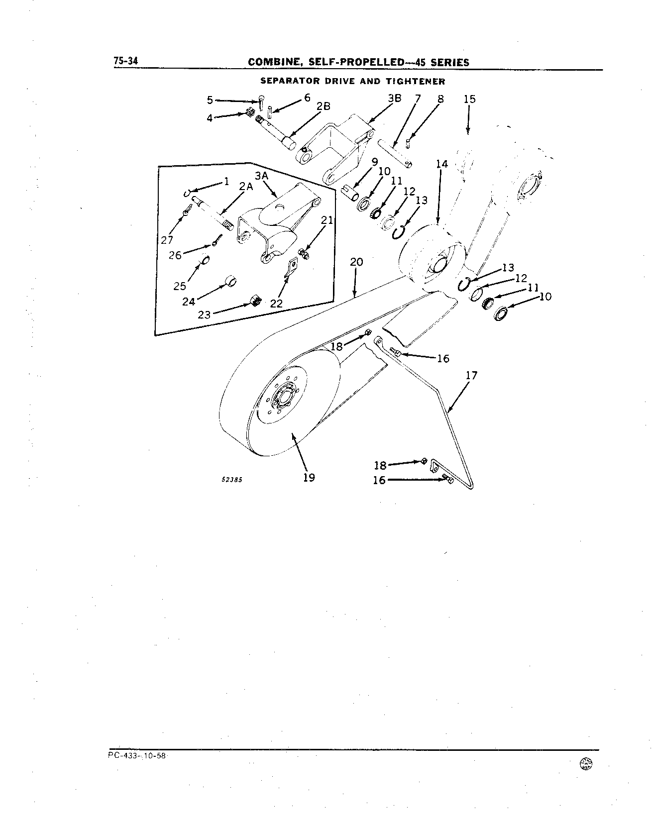 Grain Tank Loading Auger Separator Drive Belt and Tightener