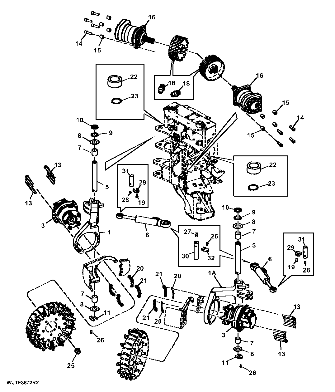 Feed Rolls, Mounting Arms and Hydraulic Feed Motors