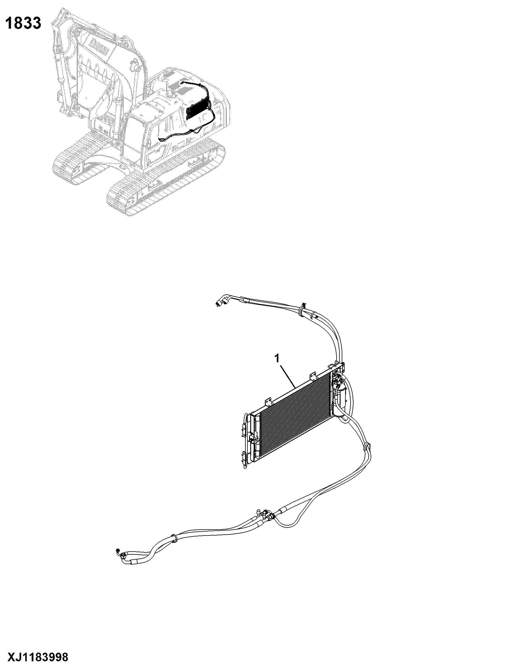 1833 Condenser, Evaporator & Lines