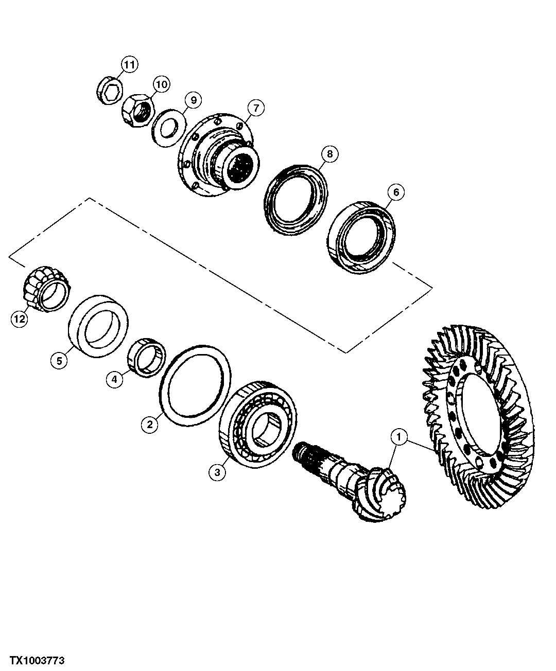 FRONT AXLE RING GEAR AND PINION (SN -688164) (CONTINUED)