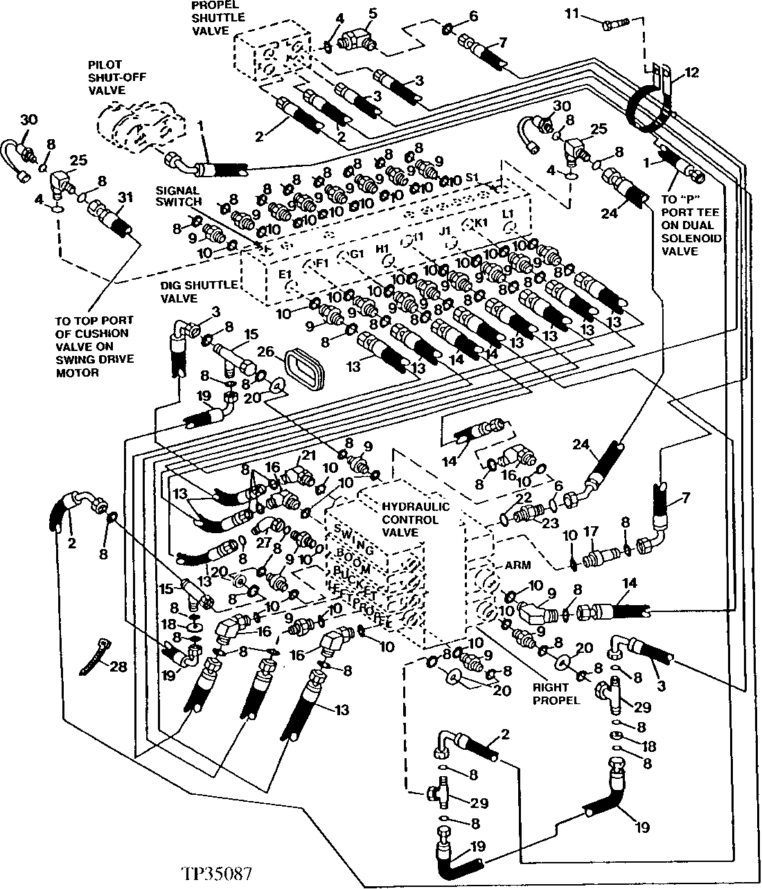 PILOT CONTROL HYDRAULIC LINES (543990 - 556935)