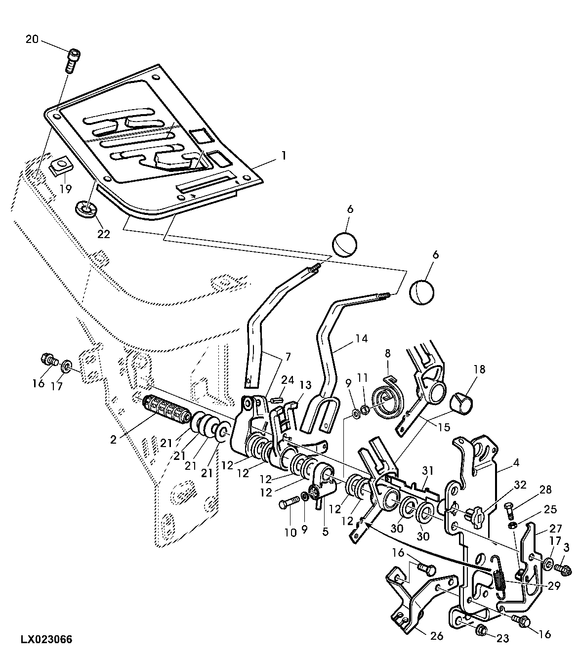 GEAR SHIFT COMPONENTS, POWRQUAD WITH REVERSER CONTROL AT SHIFT CONSOLE (ORCHARD TRACTORS)