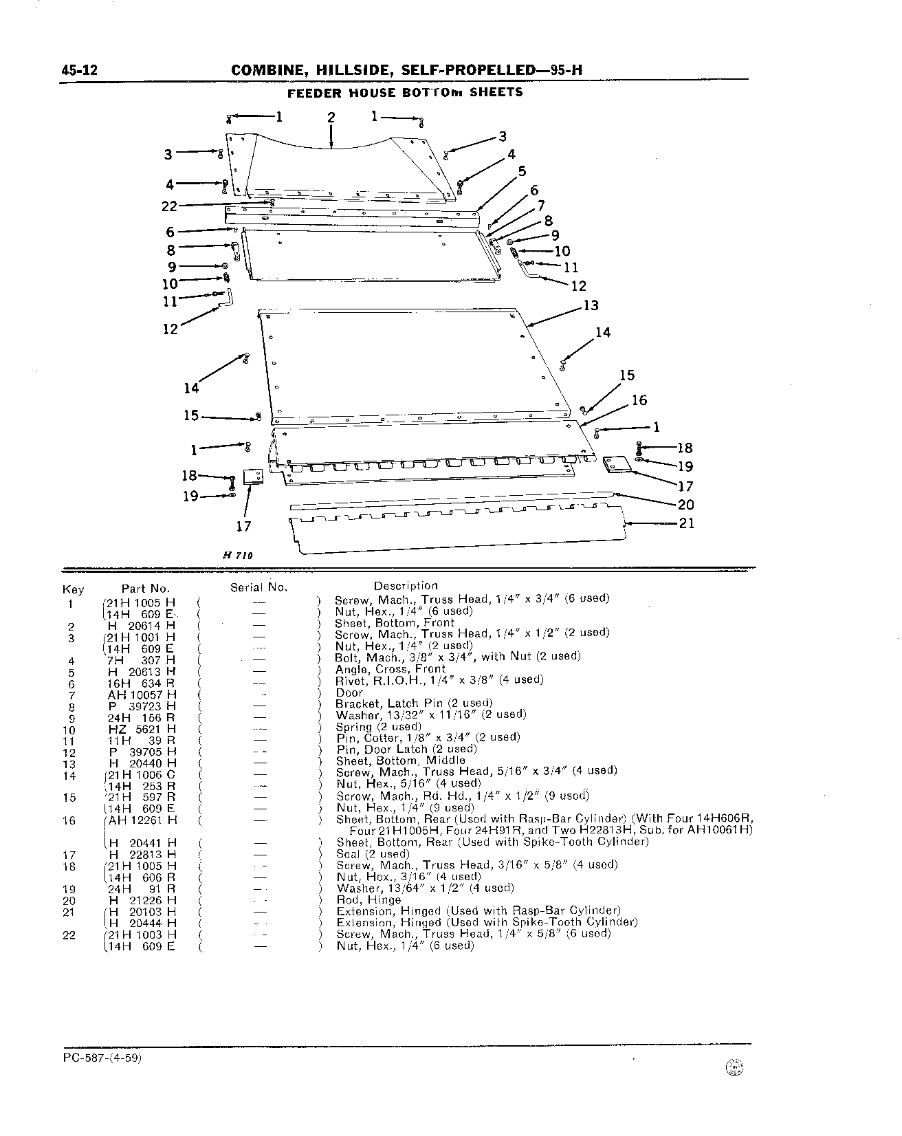 Feeder House Bottom Sheets (Continued)